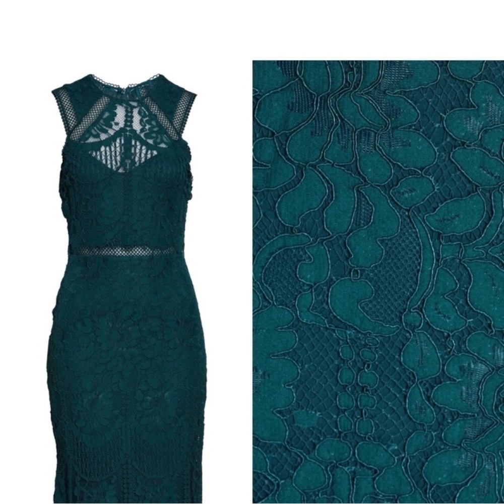 Lulu's Green Lace Midi Dress - Picture 3 of 11